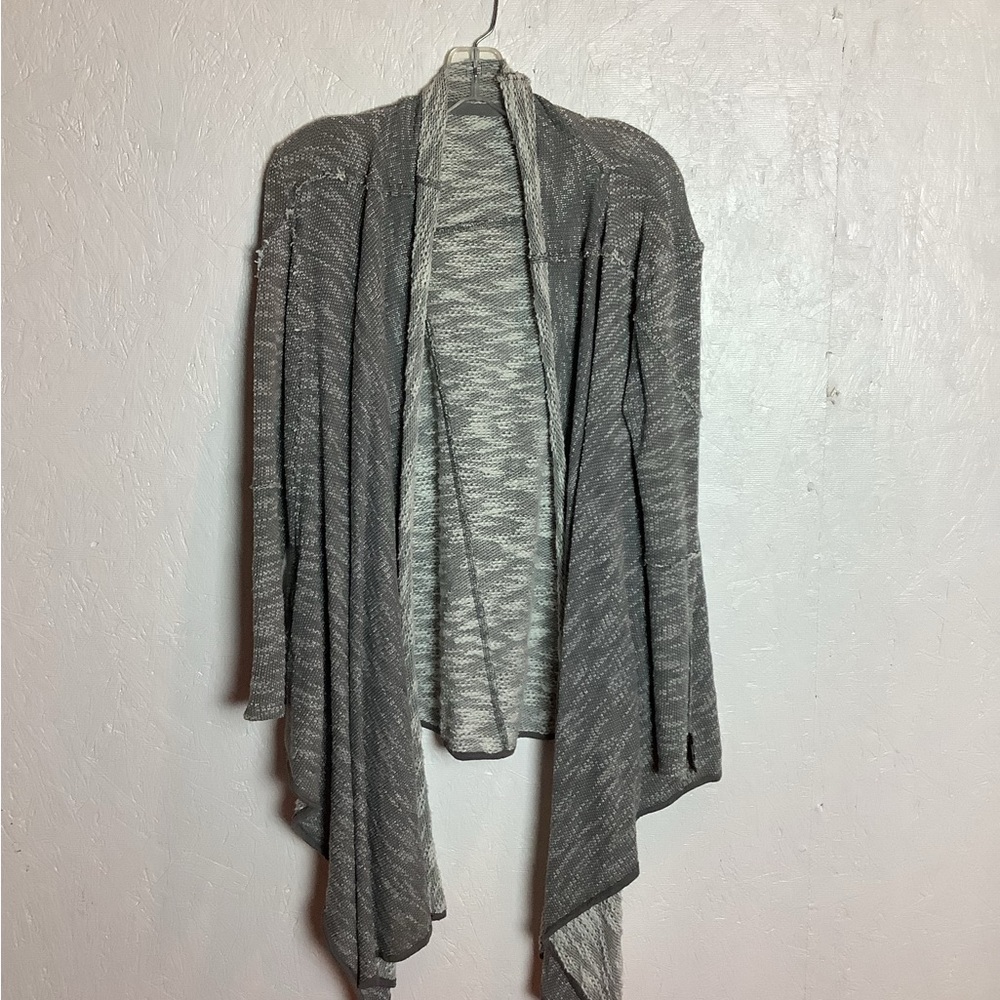 Grey heather slouchy free people cardigan with zip detail on sleeve